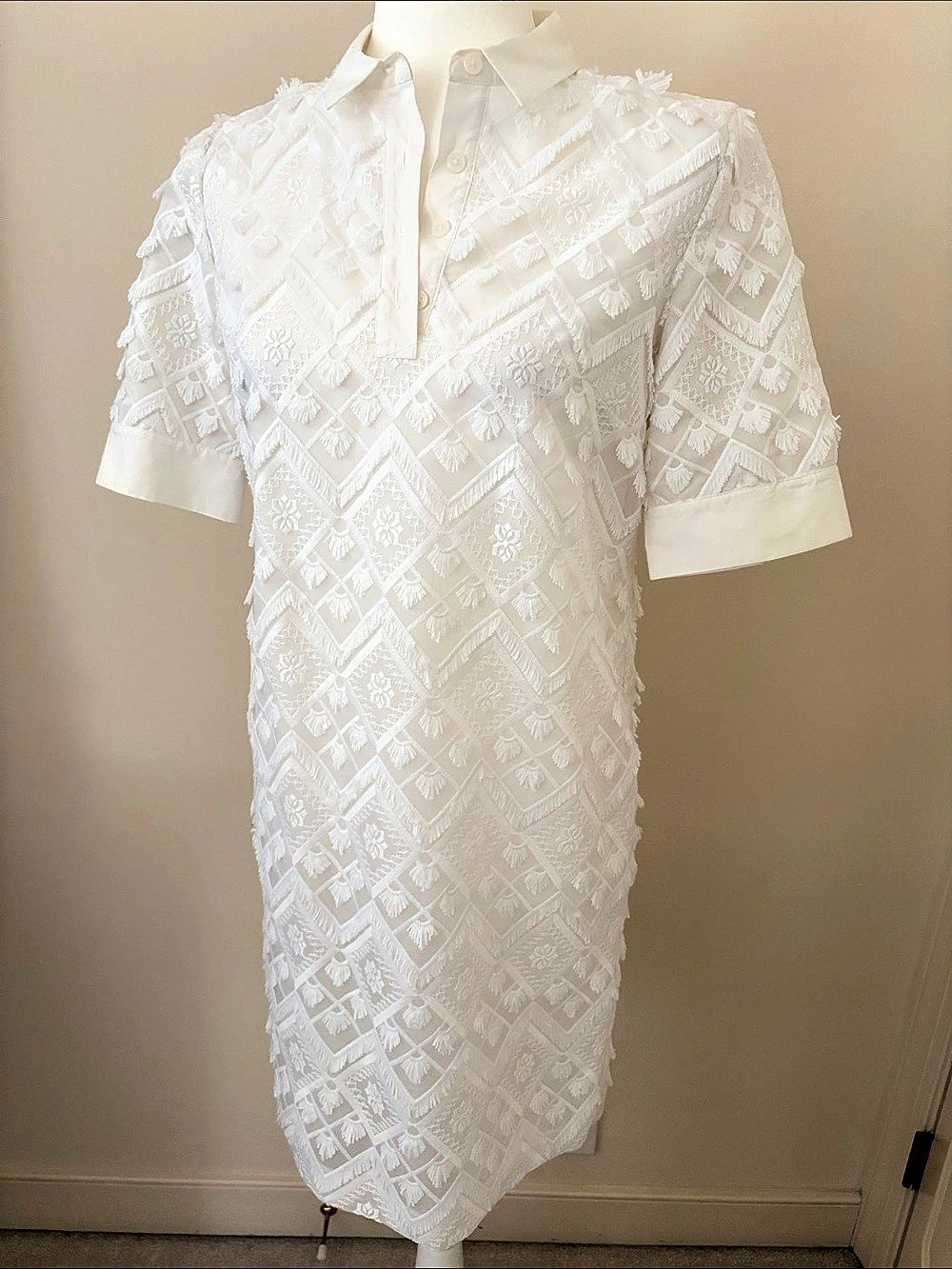 Banana Republic White Geometric Mini Dress Size XS Like New